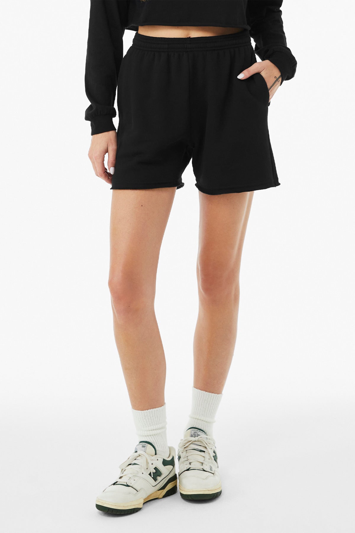 Custom Black Women's Cutoff Sweatshort BC3787, personalized by SanCanDo Swag in Argyle, TX