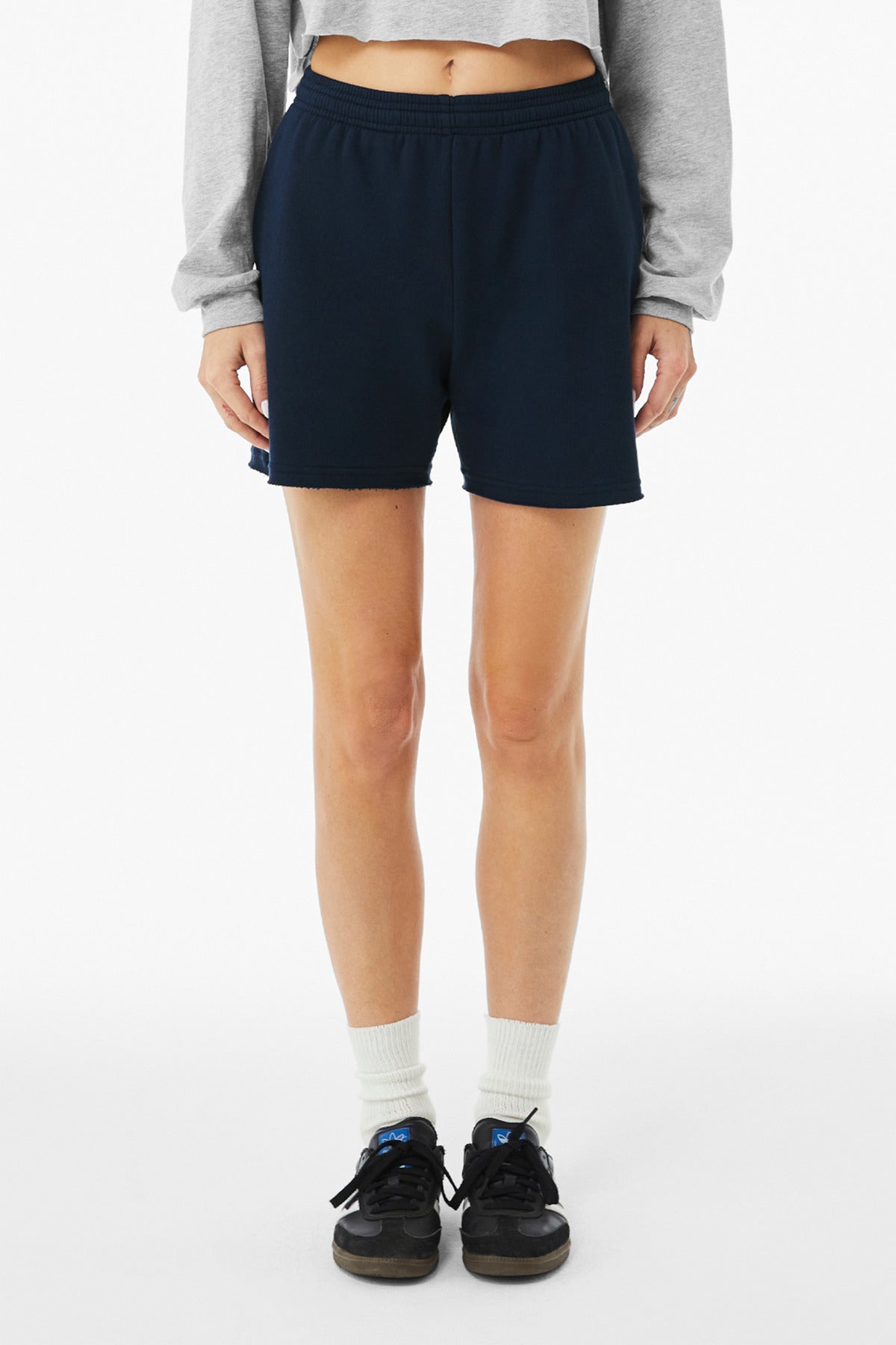 Custom Navy Women's Cutoff Sweatshort BC3787, personalized by SanCanDo Swag in Argyle, TX