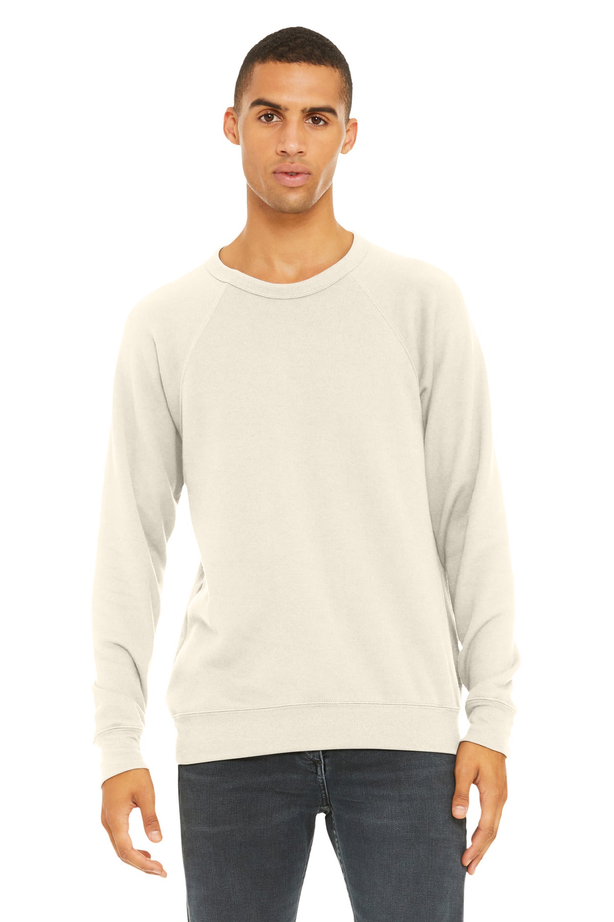 Custom Natural Unisex Sponge Fleece Raglan Sweatshirt BC3901, personalized by SanCanDo Swag in Argyle, TX