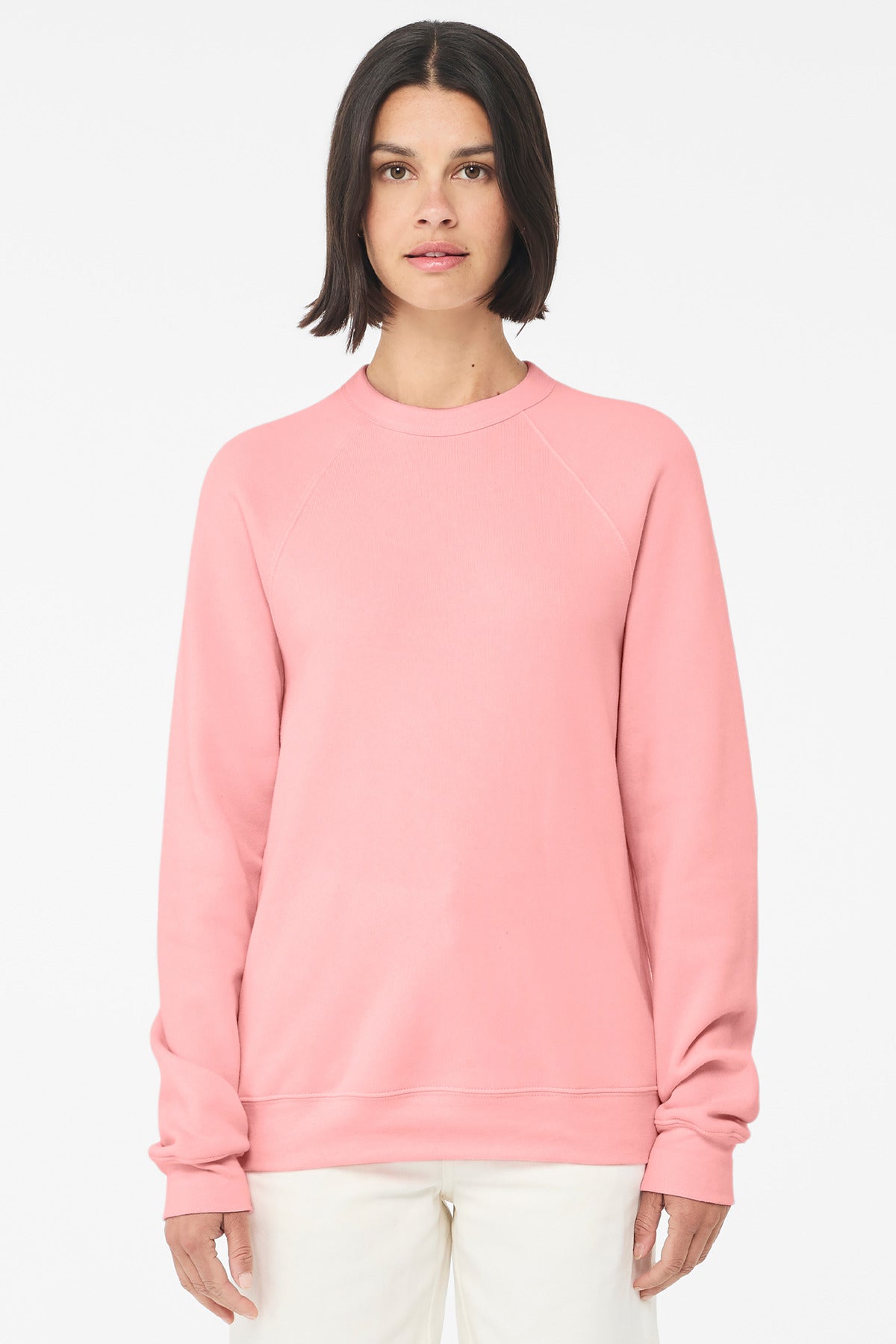 Custom Pink Unisex Sponge Fleece Raglan Sweatshirt BC3901, personalized by SanCanDo Swag in Argyle, TX