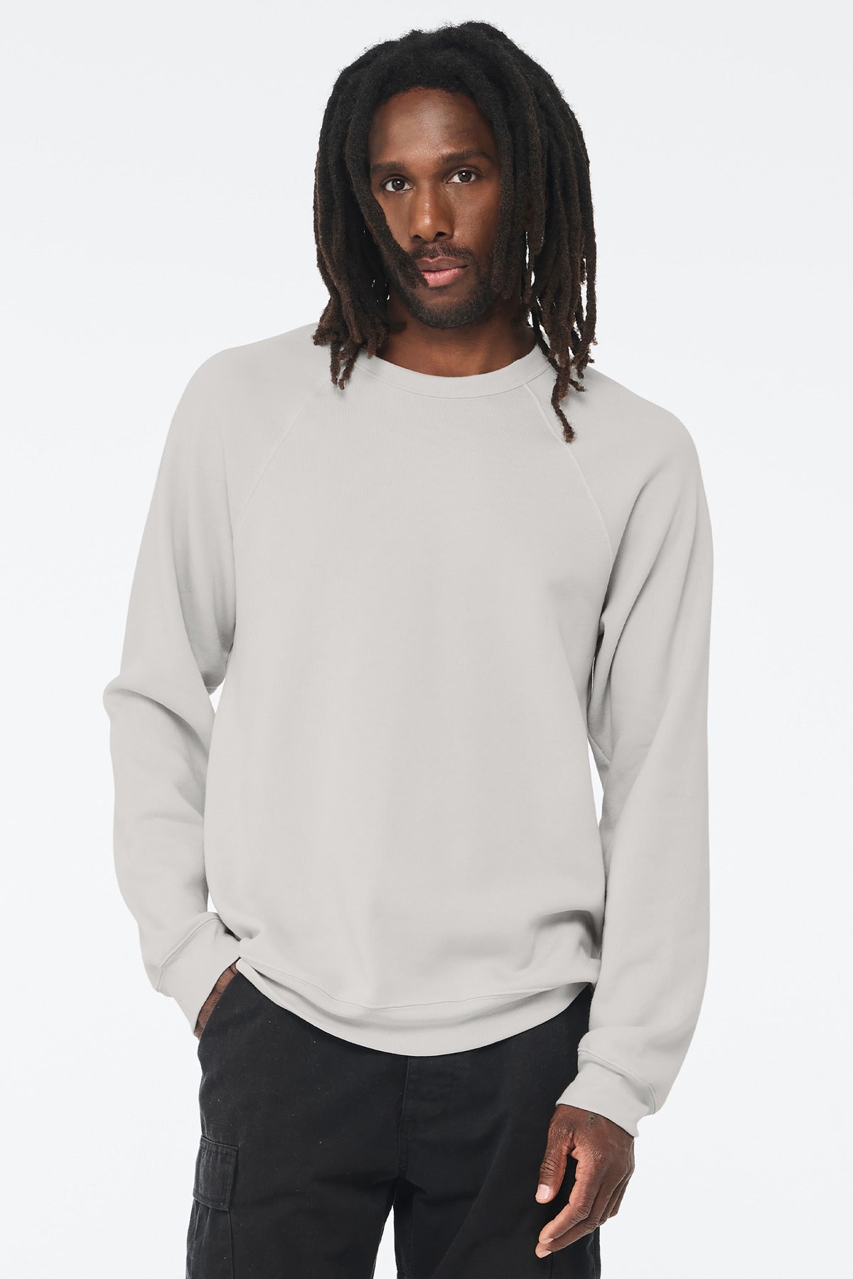 Custom Silver Unisex Sponge Fleece Raglan Sweatshirt BC3901, personalized by SanCanDo Swag in Argyle, TX