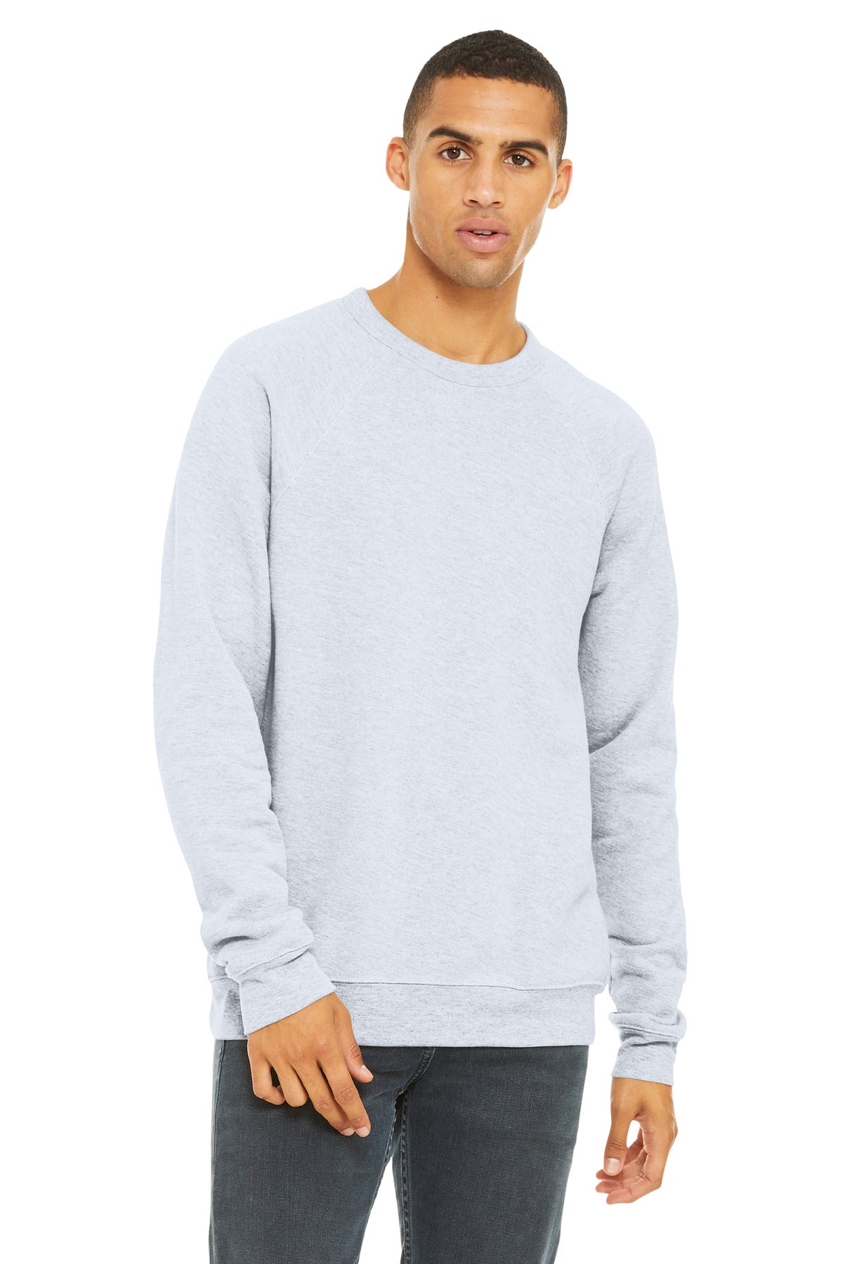 Custom Ash Unisex Sponge Fleece Raglan Sweatshirt BC3901, personalized by SanCanDo Swag in Argyle, TX