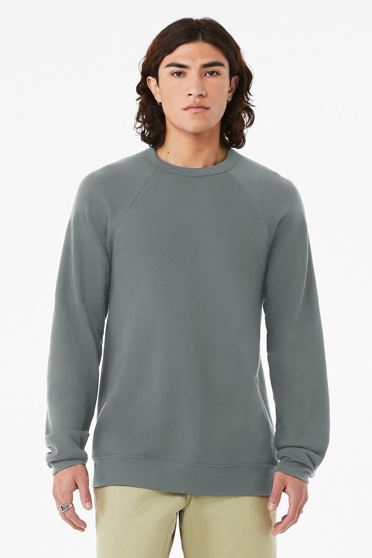 Custom Blue Storm Unisex Sponge Fleece Raglan Sweatshirt BC3901, personalized by SanCanDo Swag in Argyle, TX