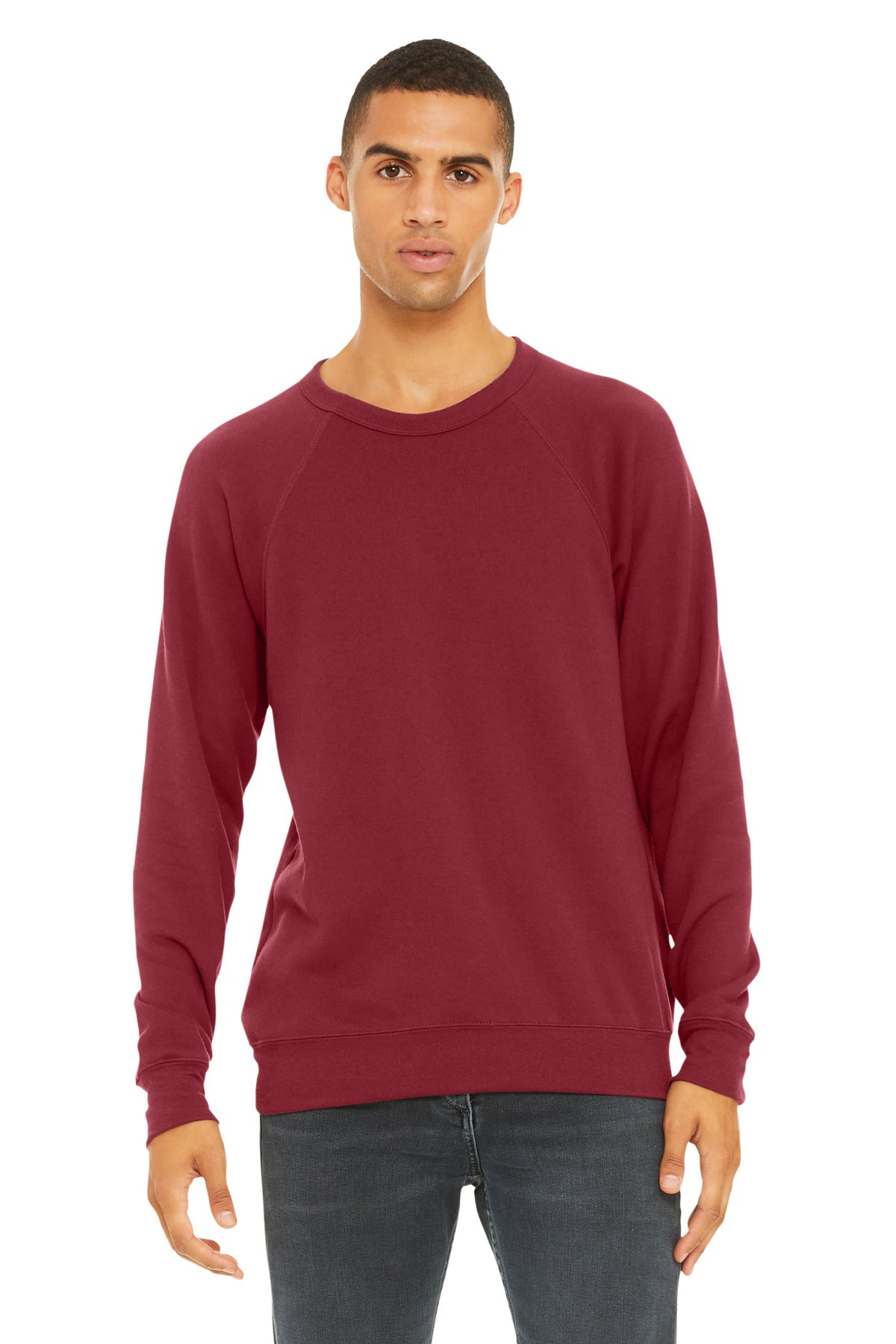 Custom Cardinal Unisex Sponge Fleece Raglan Sweatshirt BC3901, personalized by SanCanDo Swag in Argyle, TX