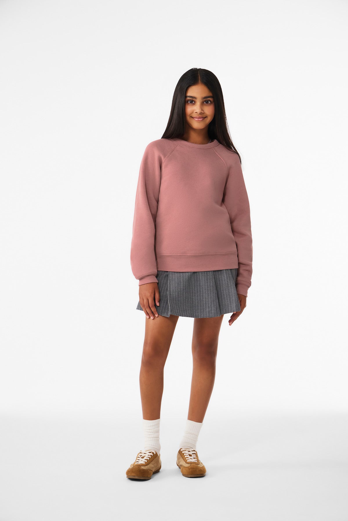 Custom Mauve Youth Sponge Fleece Raglan Sweatshirt BC3901Y, personalized by SanCanDo Swag in Argyle, TX