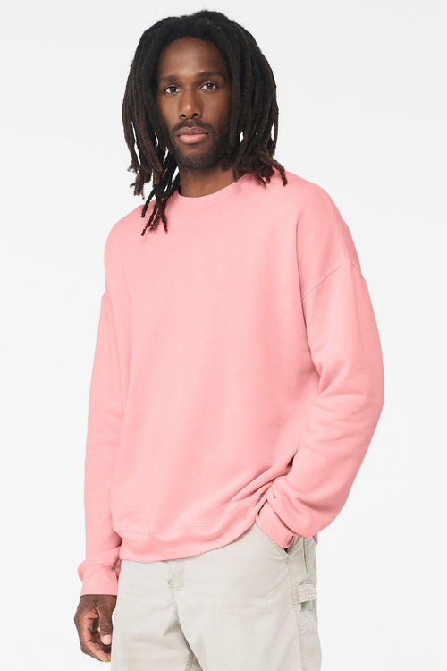 Custom Pink Sponge Fleece Drop Shoulder Sweatshirt BC3945, personalized by SanCanDo Swag in Argyle, TX