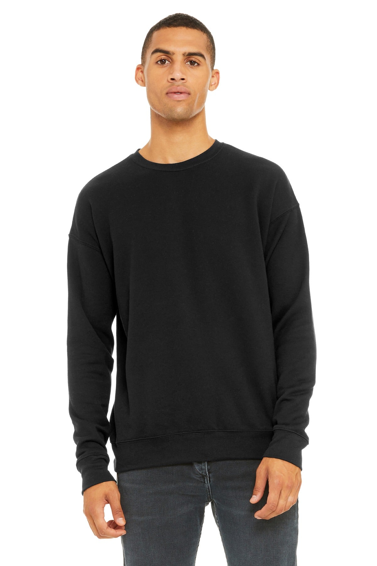 Custom Black Sponge Fleece Drop Shoulder Sweatshirt BC3945, personalized by SanCanDo Swag in Argyle, TX