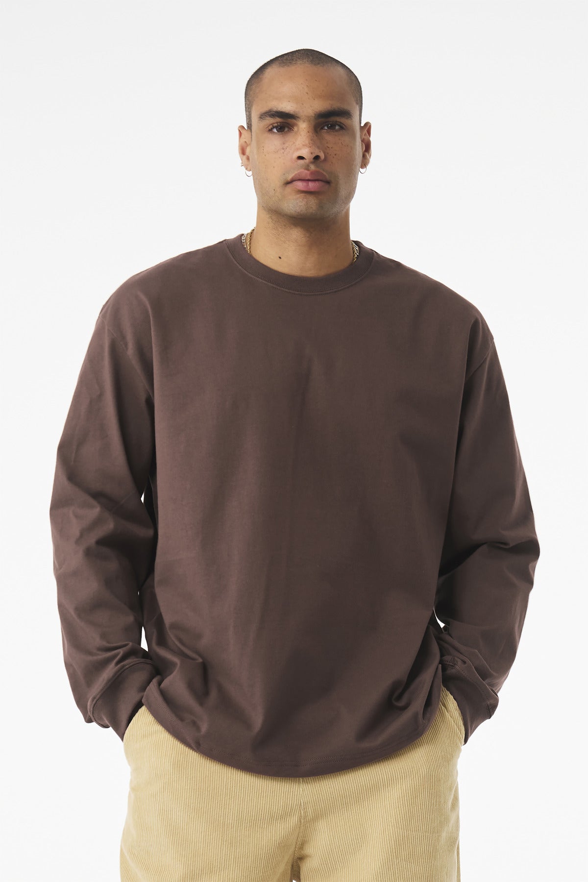 Custom Cocoa 7.5-Ounce Long Sleeve Tee BC4651, personalized by SanCanDo Swag in Argyle, TX