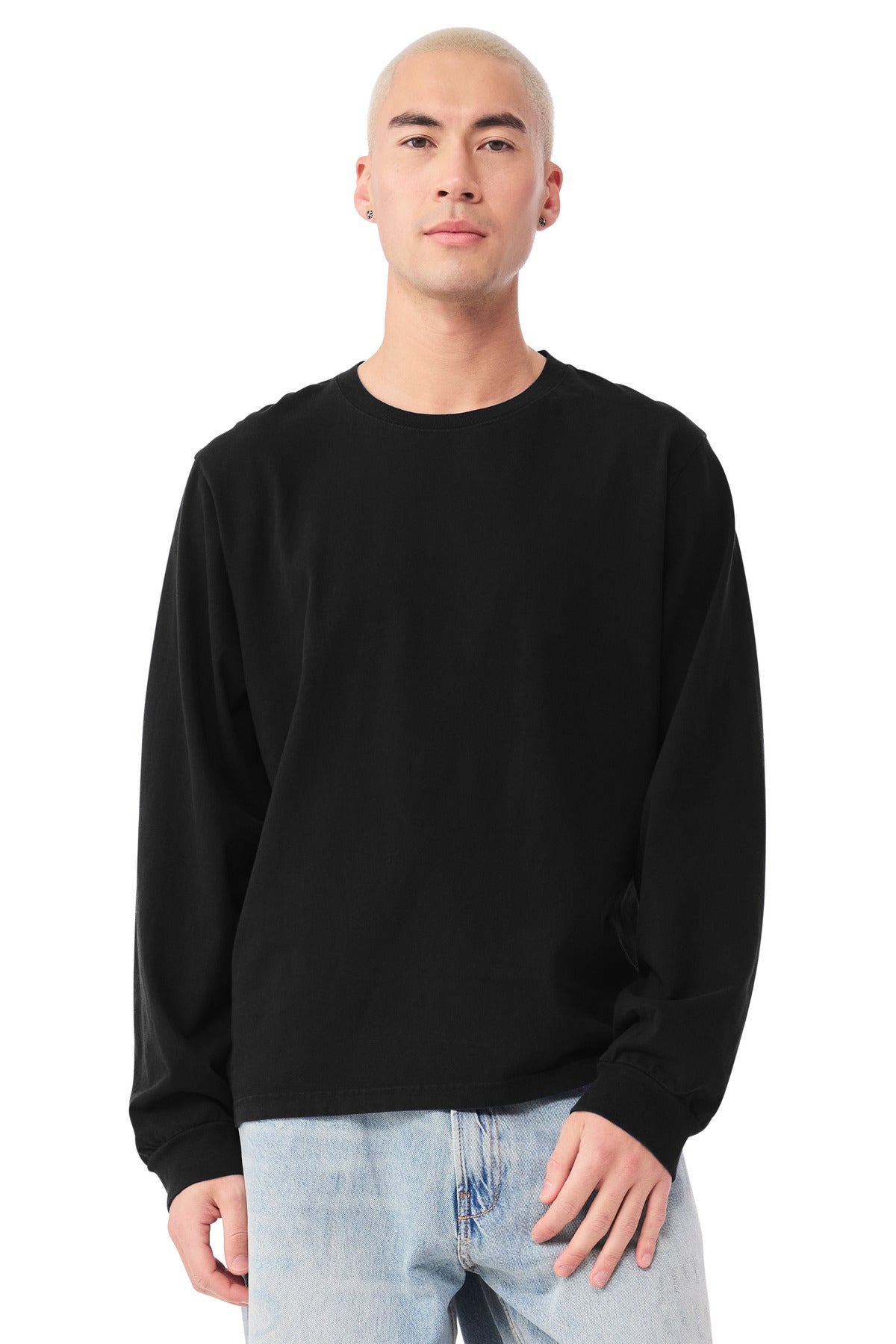 Custom Black Garment-Dyed Long Sleeve Tee BC4851GD, personalized by SanCanDo Swag in Argyle, TX
