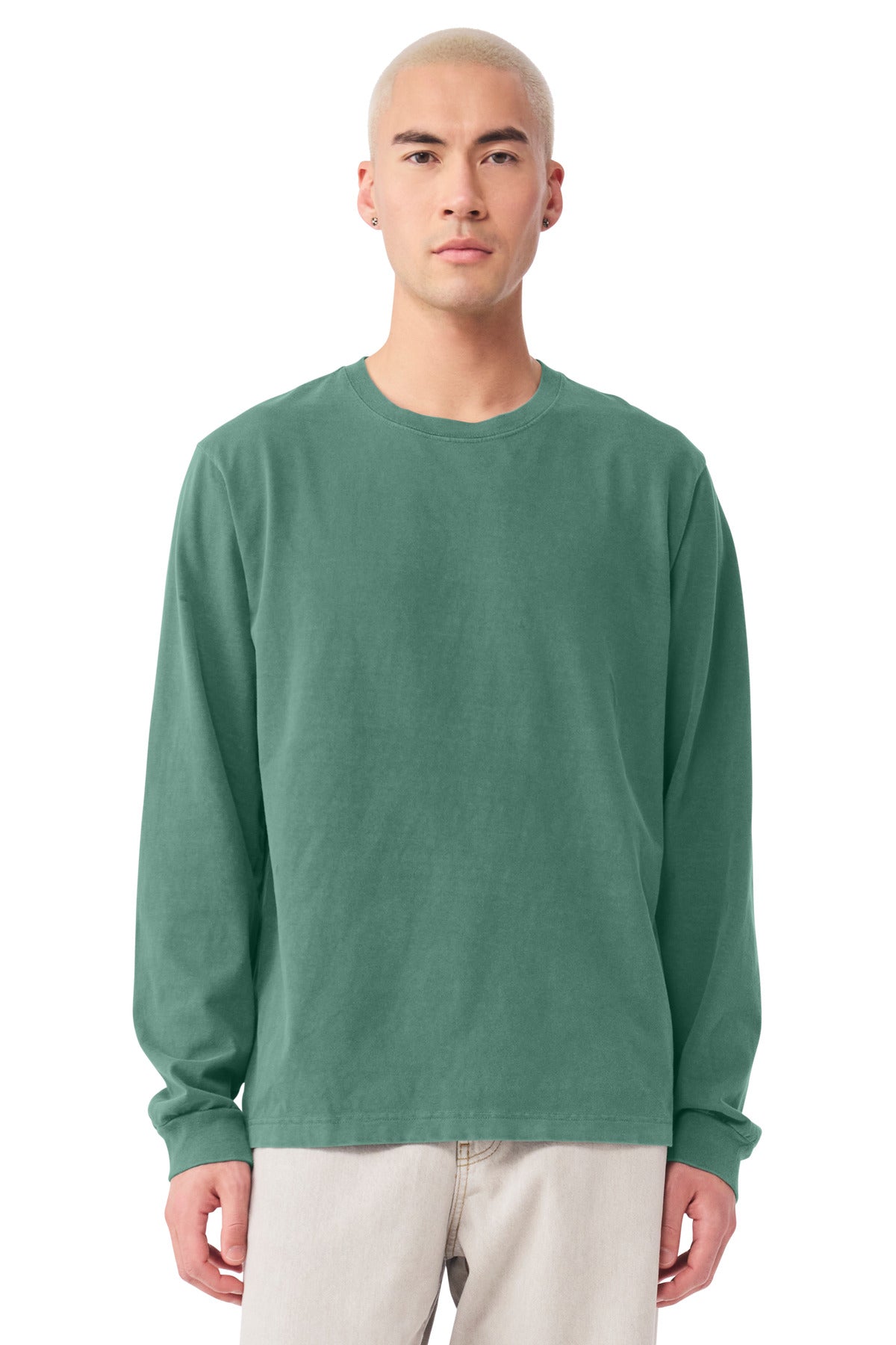 Custom Washed Pine Garment-Dyed Long Sleeve Tee BC4851GD, personalized by SanCanDo Swag in Argyle, TX