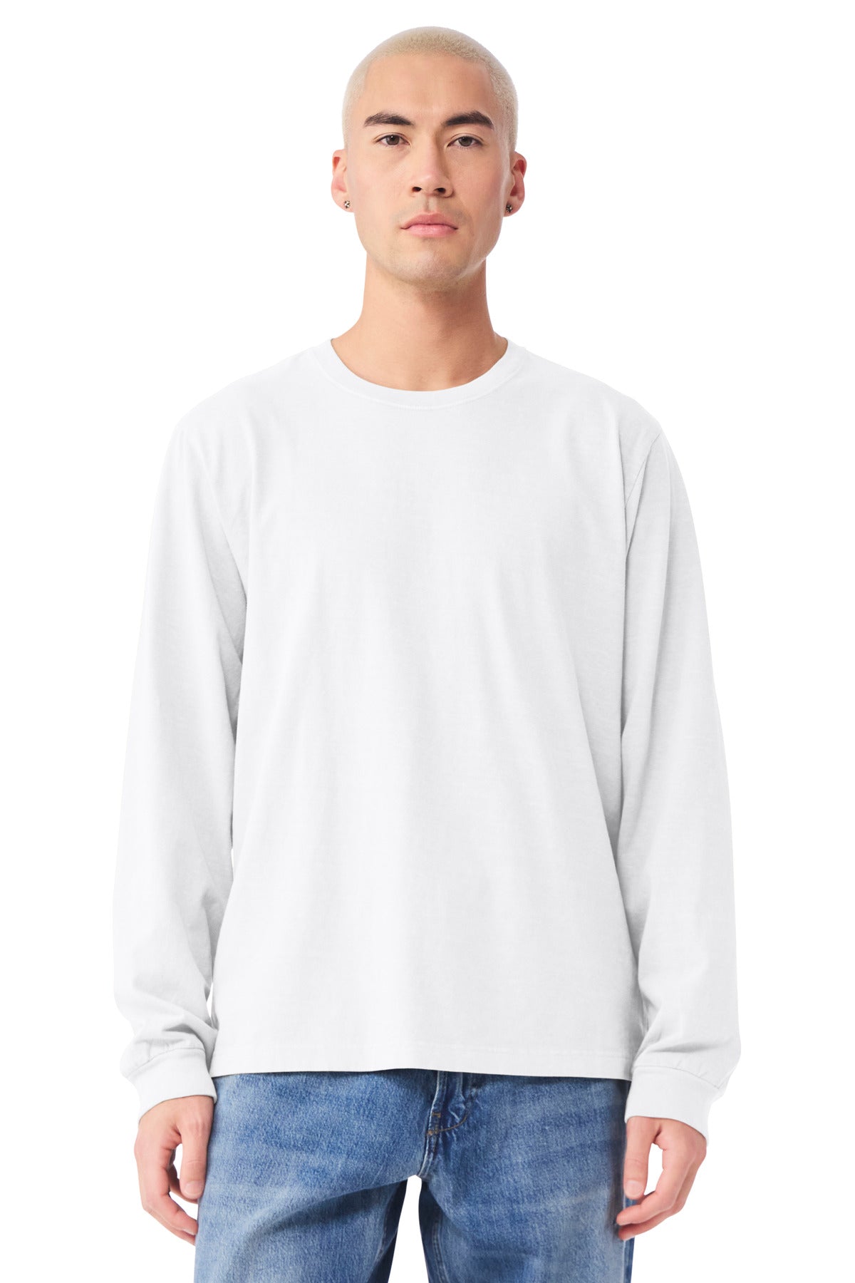 Custom White Garment-Dyed Long Sleeve Tee BC4851GD, personalized by SanCanDo Swag in Argyle, TX