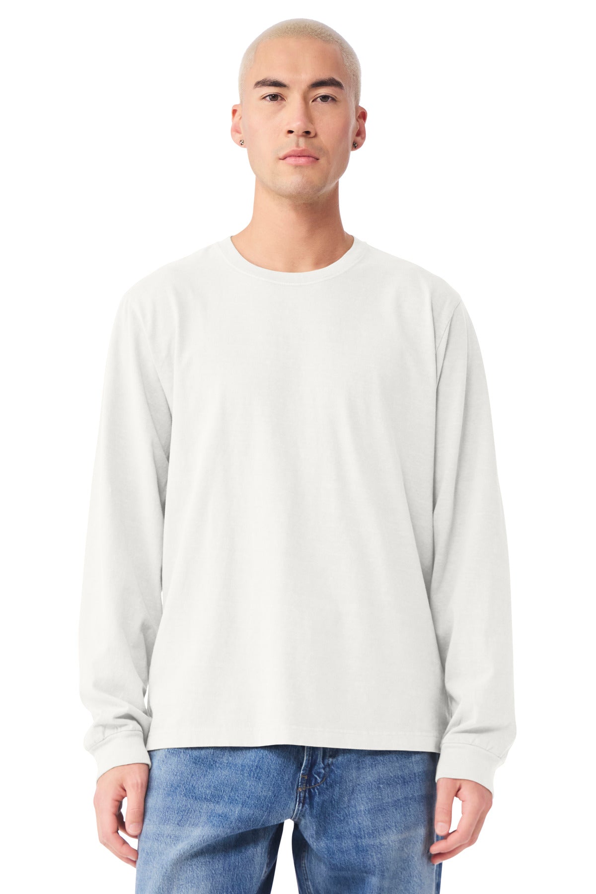 Custom Vintage White Garment-Dyed Long Sleeve Tee BC4851GD, personalized by SanCanDo Swag in Argyle, TX