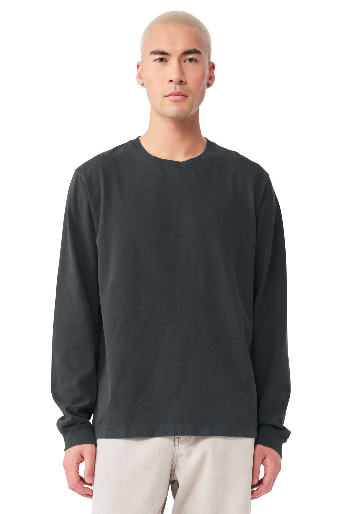 Custom Washed Black Garment-Dyed Long Sleeve Tee BC4851GD, personalized by SanCanDo Swag in Argyle, TX