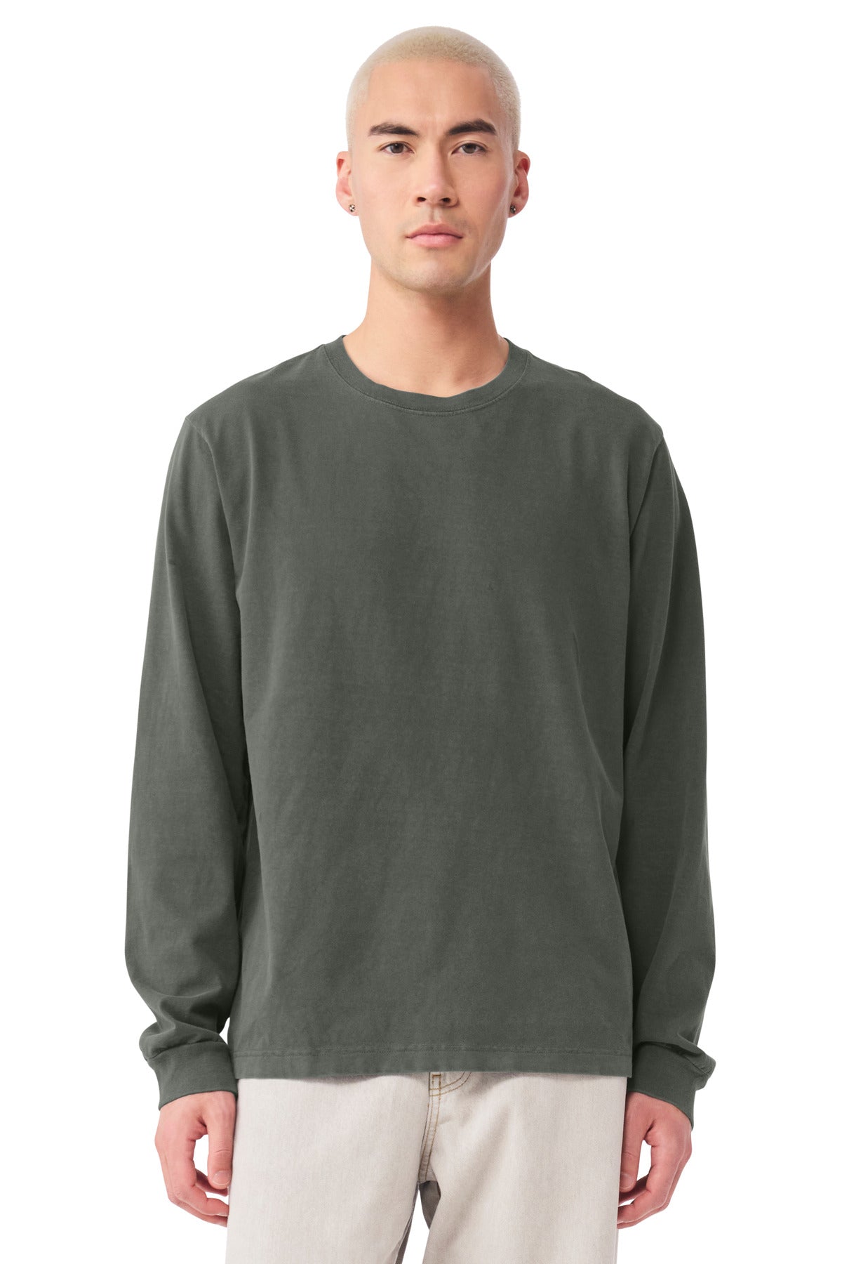 Custom Washed Charcoal Garment-Dyed Long Sleeve Tee BC4851GD, personalized by SanCanDo Swag in Argyle, TX