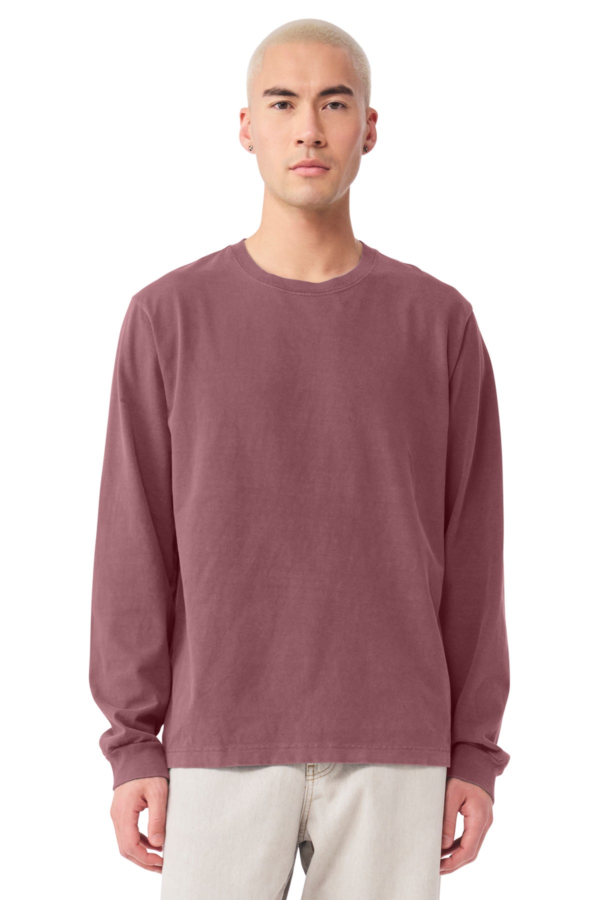 Custom Washed Maroon Garment-Dyed Long Sleeve Tee BC4851GD, personalized by SanCanDo Swag in Argyle, TX