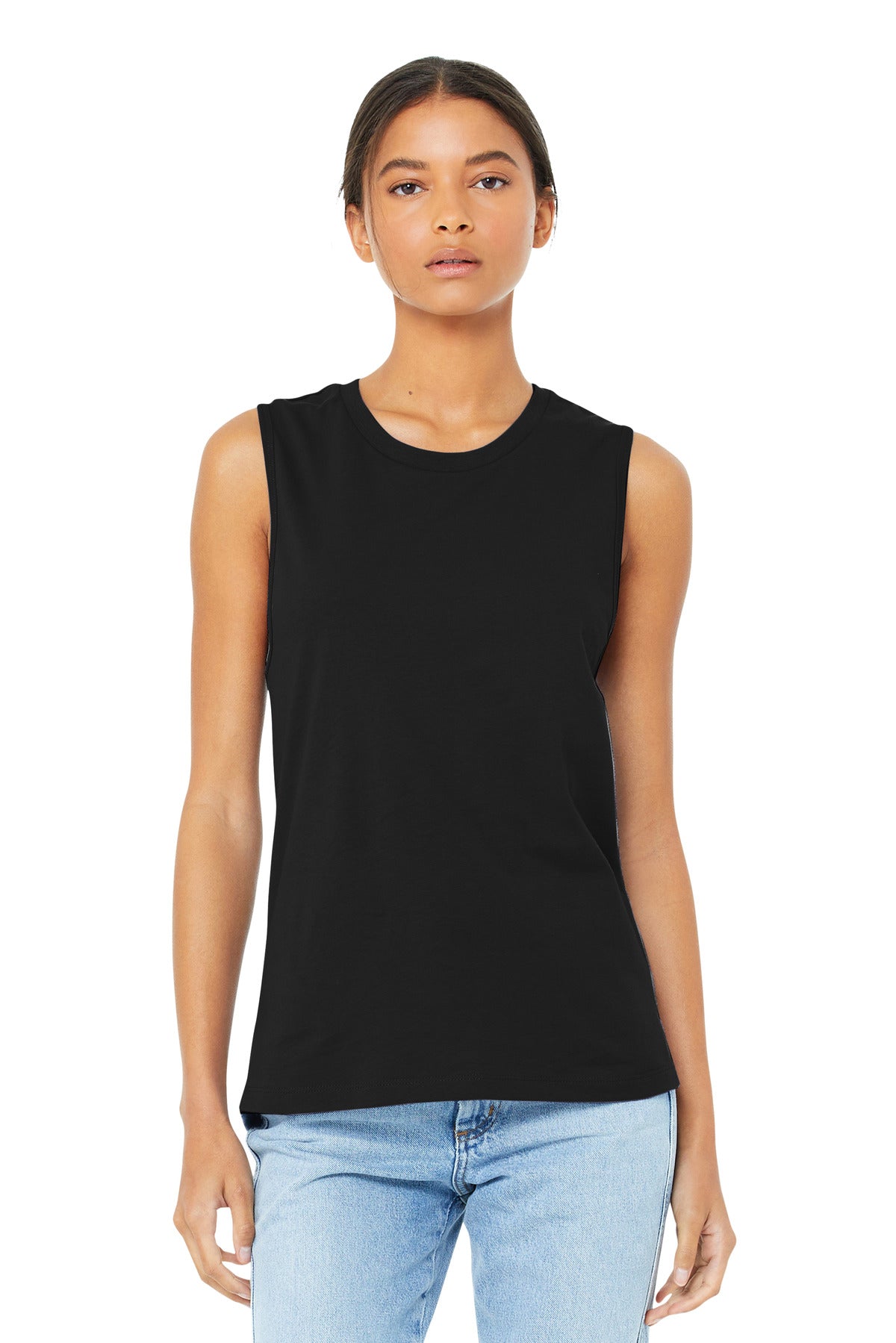 Custom Black Women's Jersey Muscle Tank BC6003, personalized by SanCanDo Swag in Argyle, TX