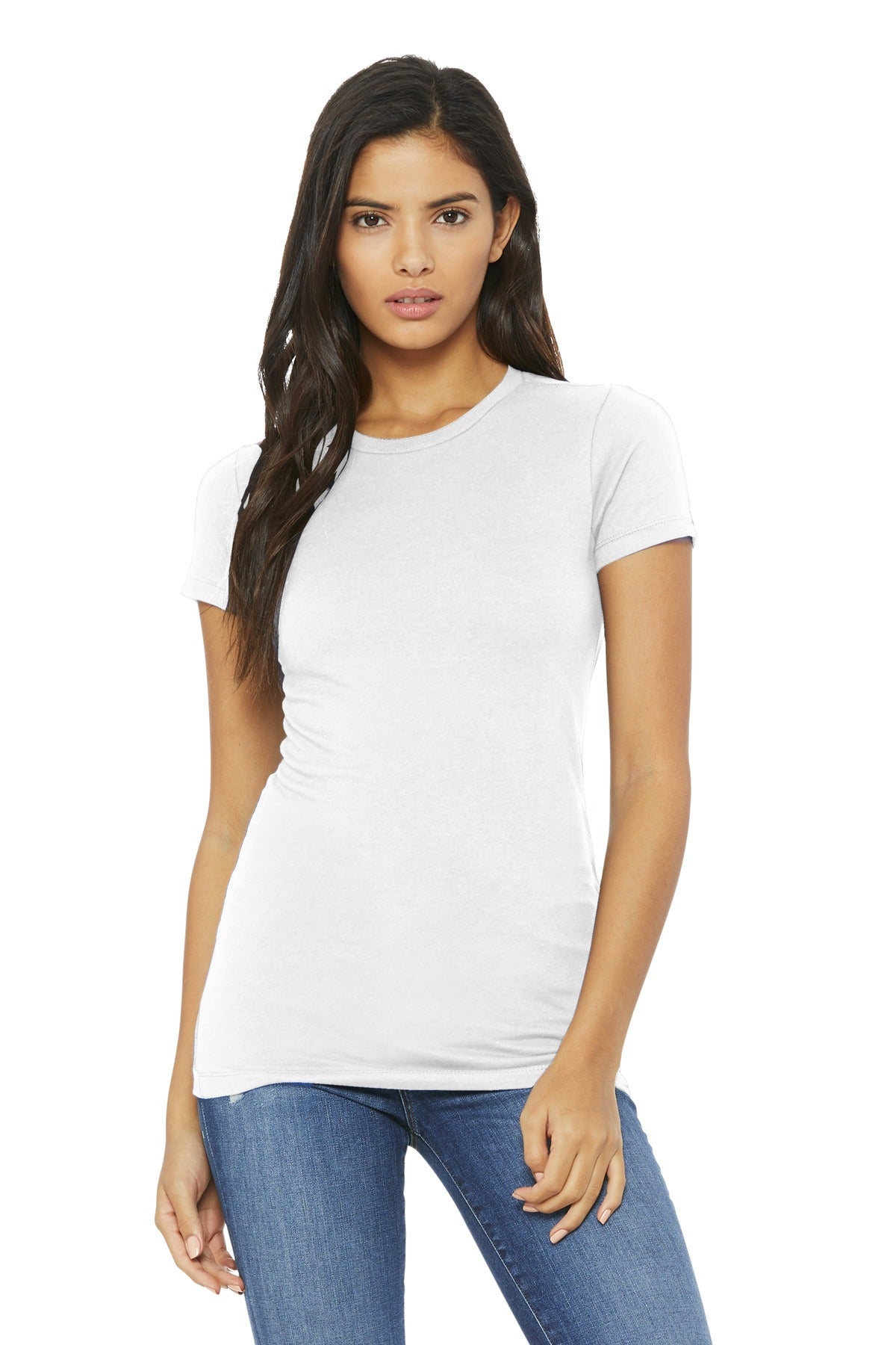 Custom White Women's Slim Fit Tee BC6004, personalized by SanCanDo Swag in Argyle, TX