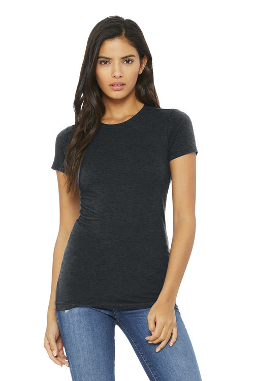 Custom Dark Grey Heather Women's Slim Fit Tee BC6004, personalized by SanCanDo Swag in Argyle, TX
