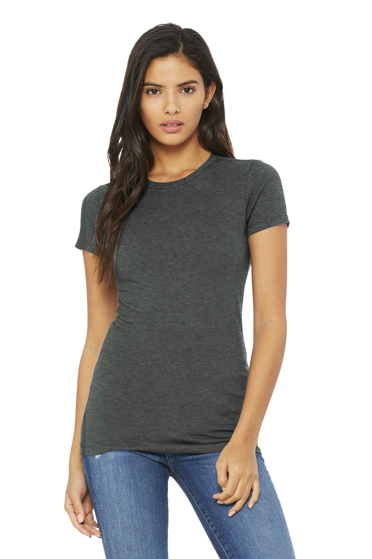 Custom Deep Heather Women's Slim Fit Tee BC6004, personalized by SanCanDo Swag in Argyle, TX