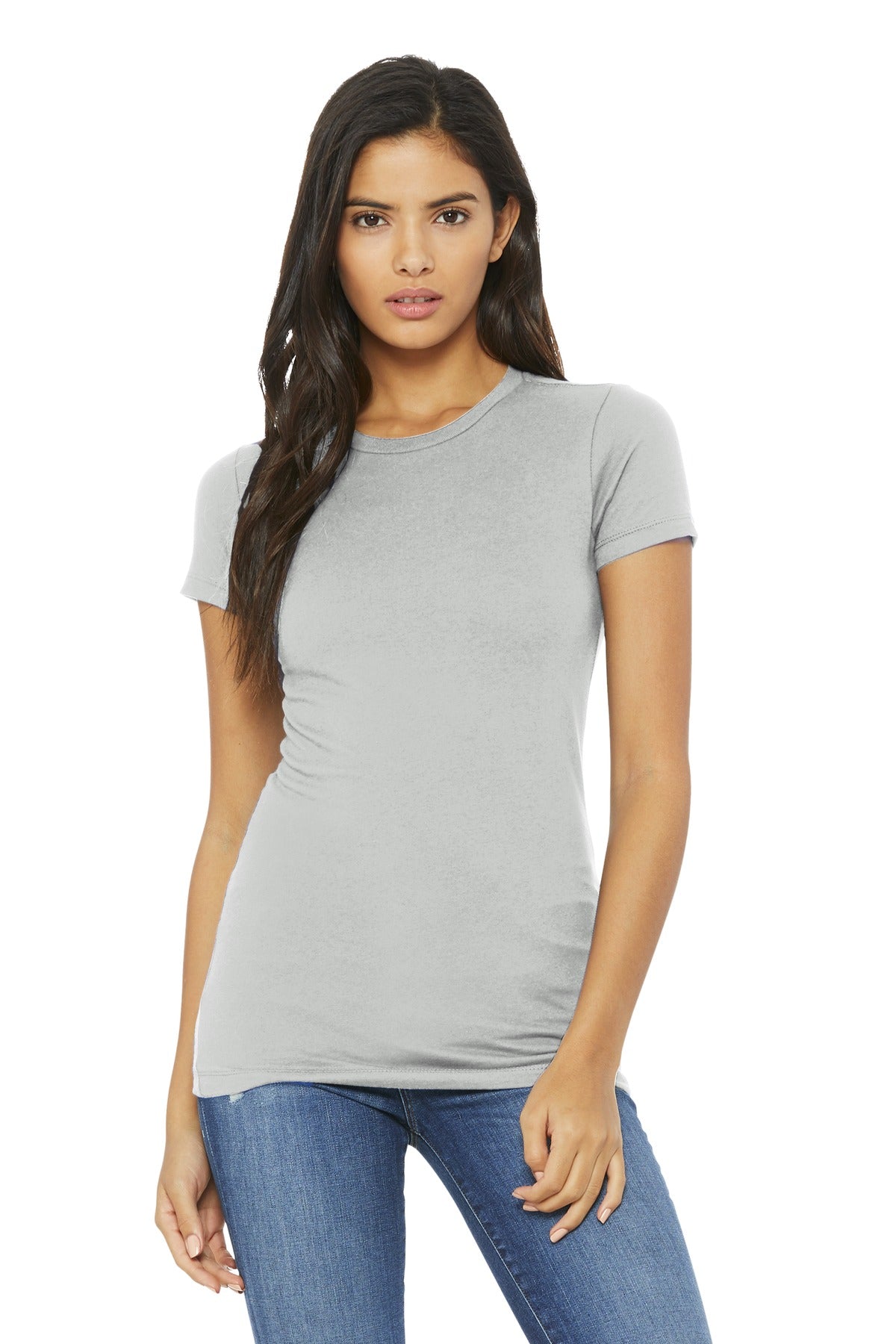 Custom Silver Women's Slim Fit Tee BC6004, personalized by SanCanDo Swag in Argyle, TX