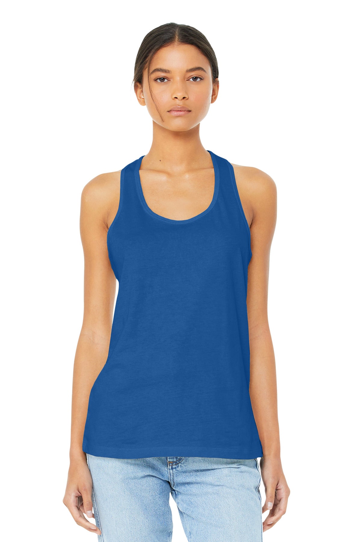 Custom True Royal Women's Jersey Racerback Tank BC6008, personalized by SanCanDo Swag in Argyle, TX
