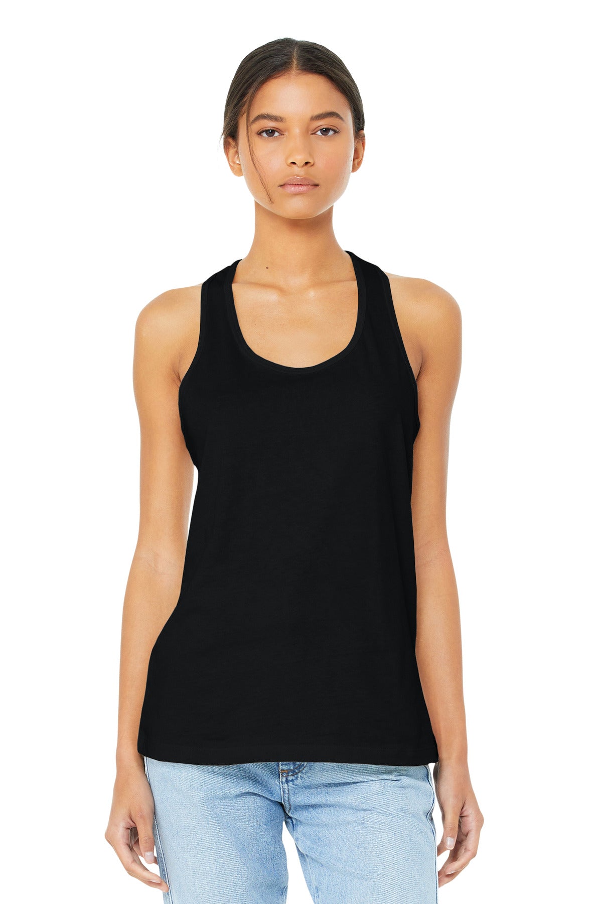 Custom Black Women's Jersey Racerback Tank BC6008, personalized by SanCanDo Swag in Argyle, TX