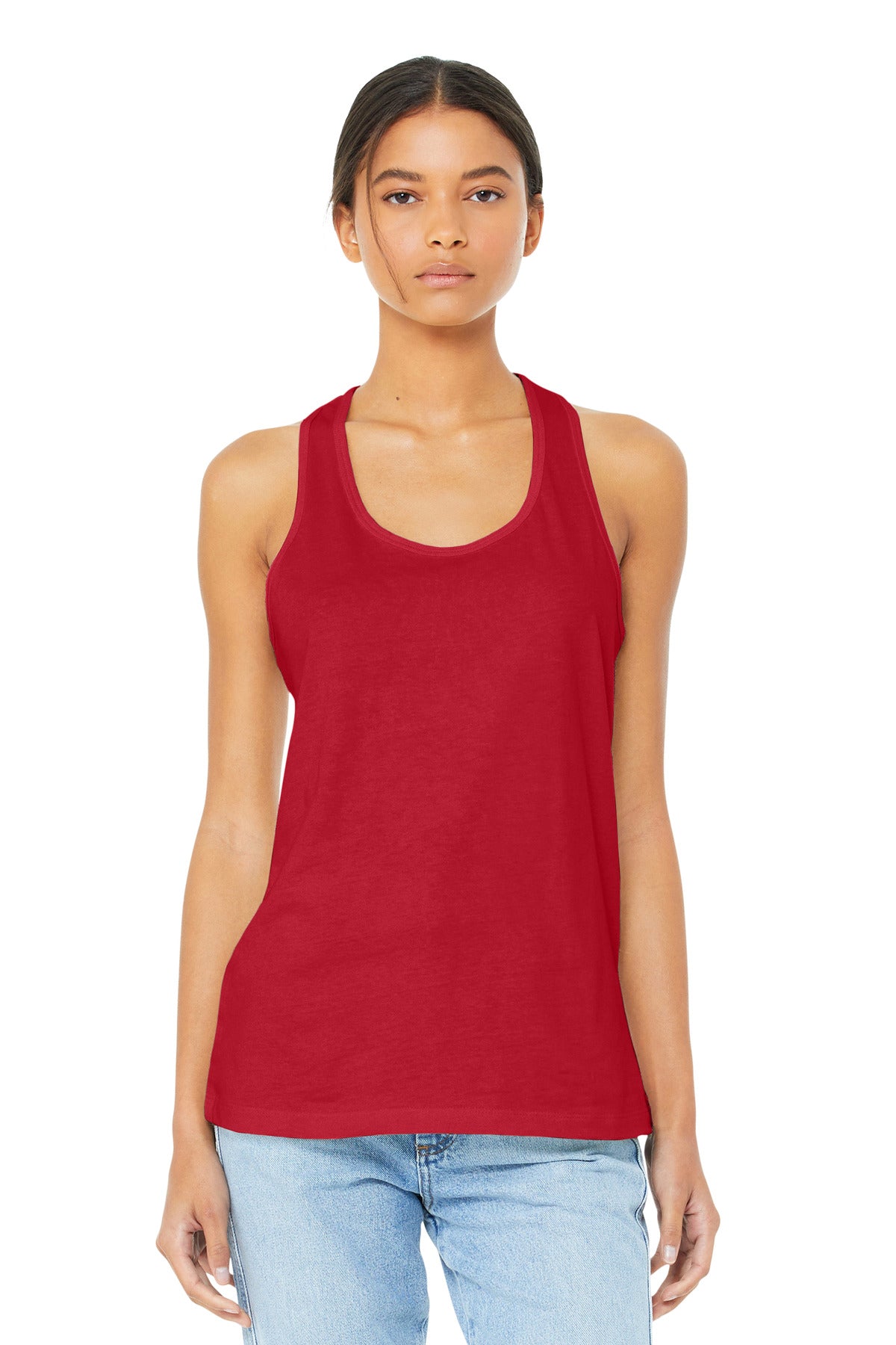 Custom Red Women's Jersey Racerback Tank BC6008, personalized by SanCanDo Swag in Argyle, TX