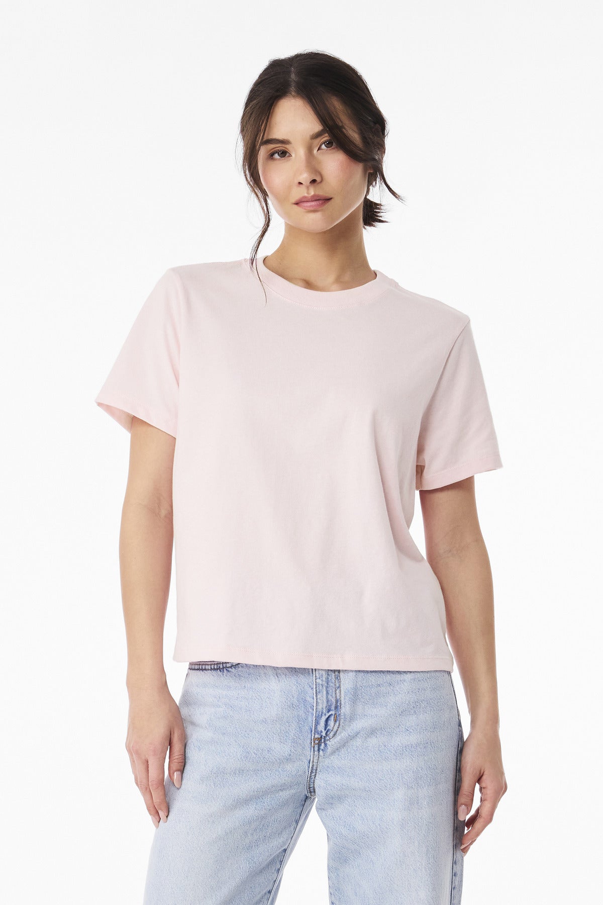 Custom Soft Pink Women's 6-Ounce Heavyweight Tee BC6110, personalized by SanCanDo Swag in Argyle, TX