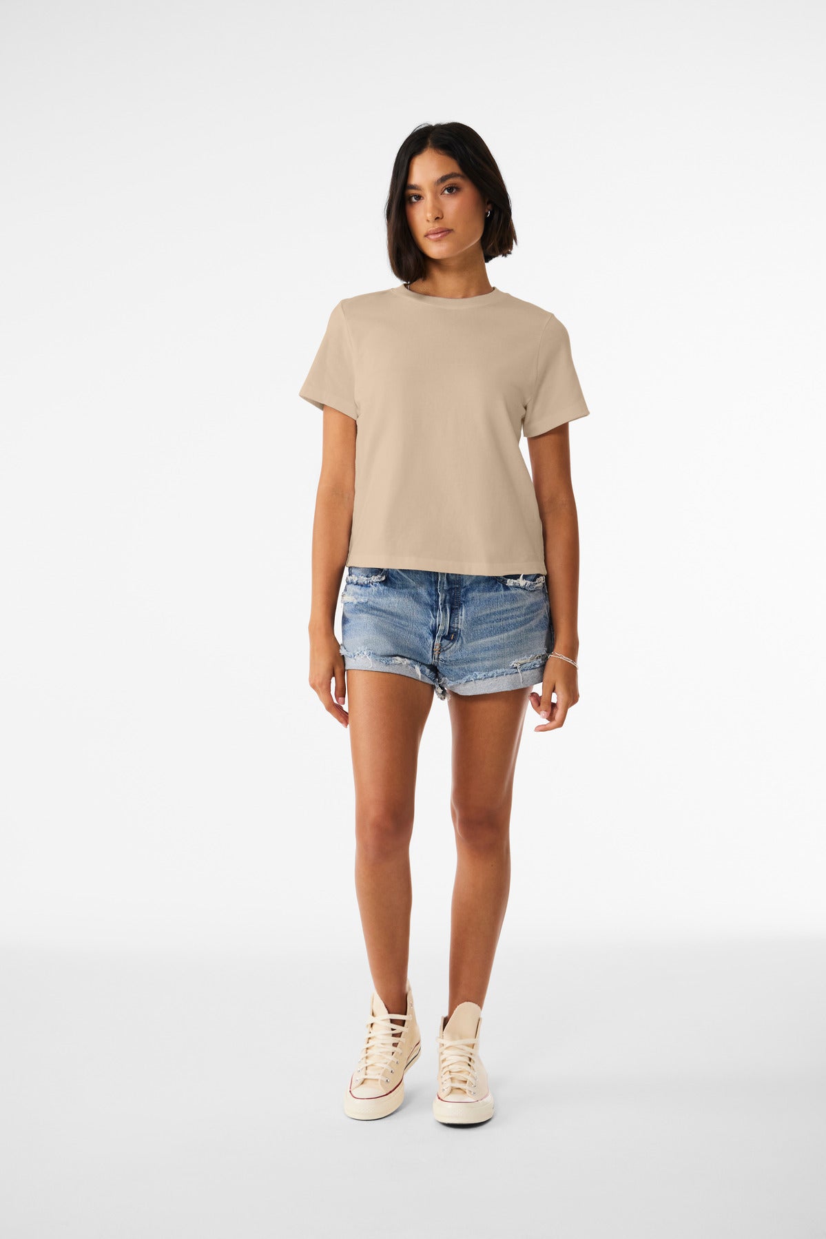Custom Tan Women's 6-Ounce Heavyweight Tee BC6110, personalized by SanCanDo Swag in Argyle, TX