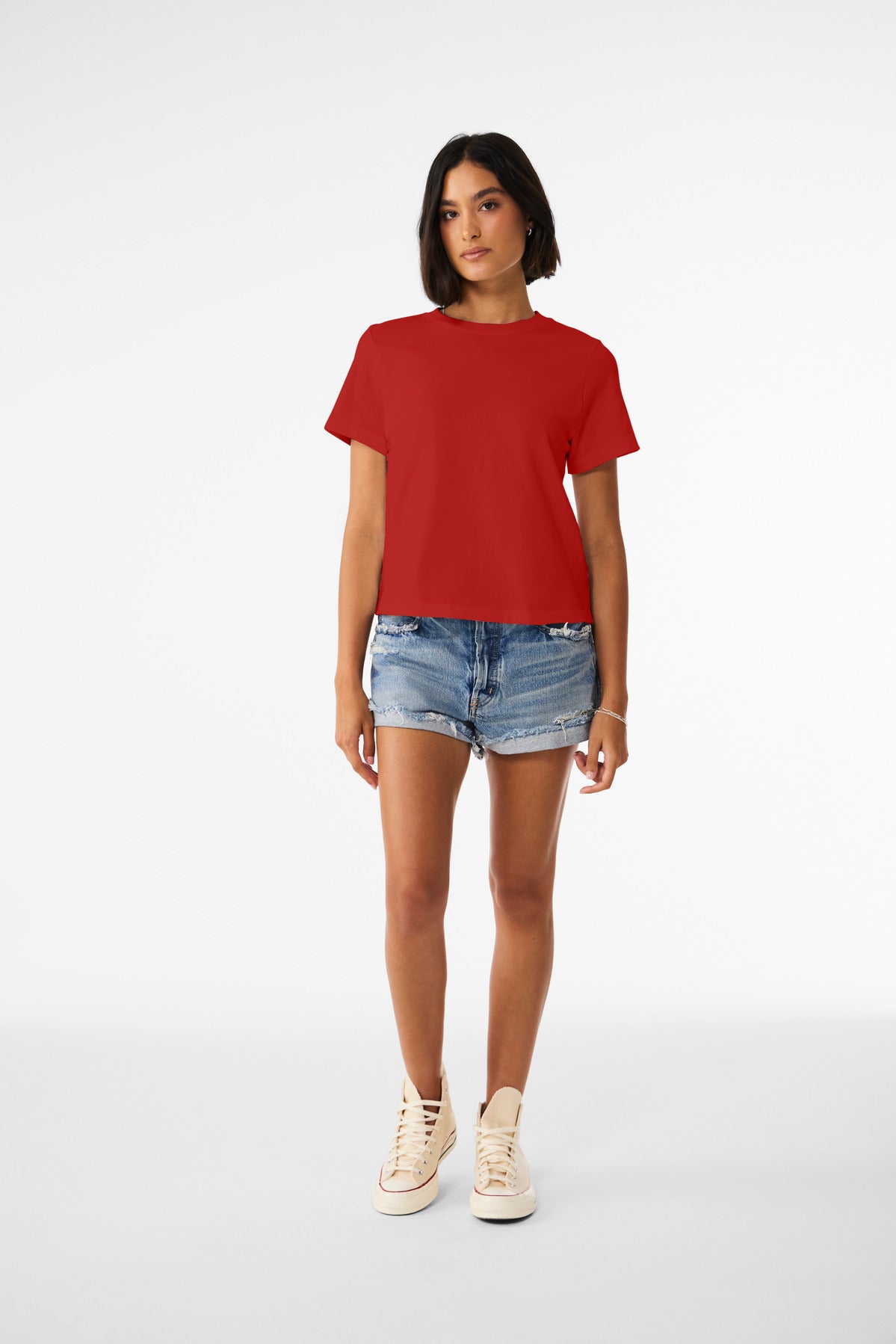 Custom Red Women's 6-Ounce Heavyweight Tee BC6110, personalized by SanCanDo Swag in Argyle, TX
