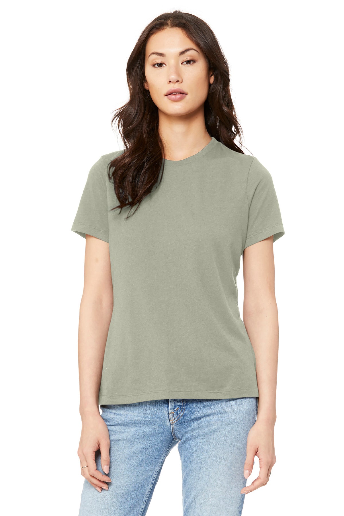 Custom Thyme Women's Relaxed Jersey Tee BC6400, personalized by SanCanDo Swag in Argyle, TX