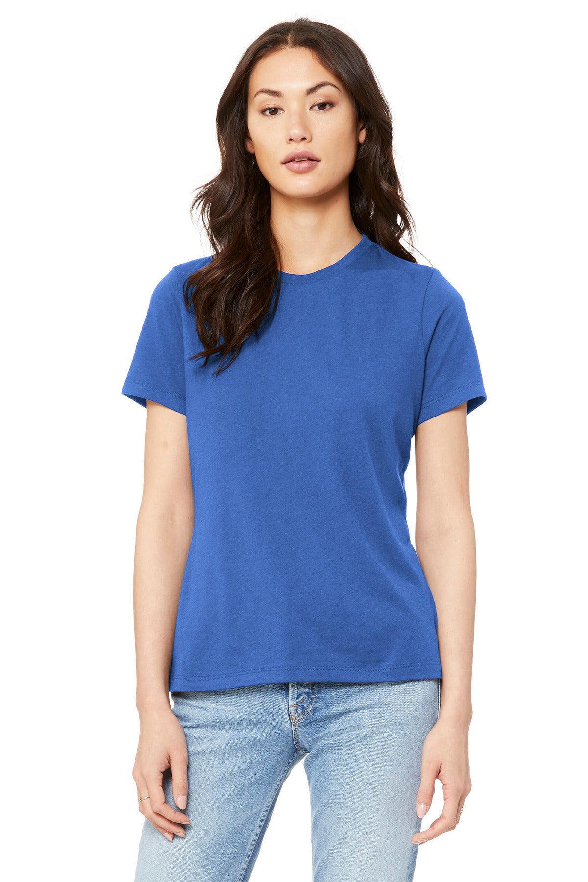 Custom True Royal Women's Relaxed Jersey Tee BC6400, personalized by SanCanDo Swag in Argyle, TX