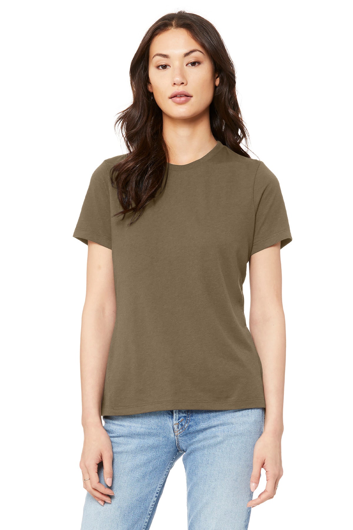 Custom Vintage Brown Women's Relaxed Jersey Tee BC6400, personalized by SanCanDo Swag in Argyle, TX