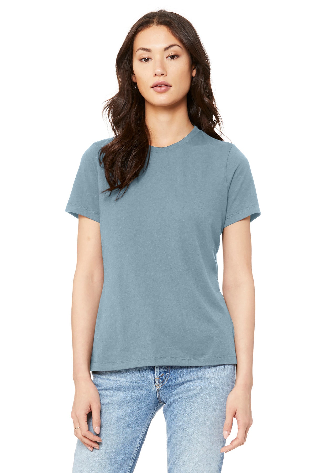 Custom Vintage Denim Women's Relaxed Jersey Tee BC6400, personalized by SanCanDo Swag in Argyle, TX
