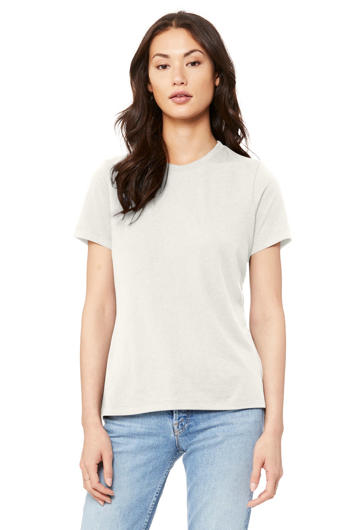 Custom Vintage White Women's Relaxed Jersey Tee BC6400, personalized by SanCanDo Swag in Argyle, TX