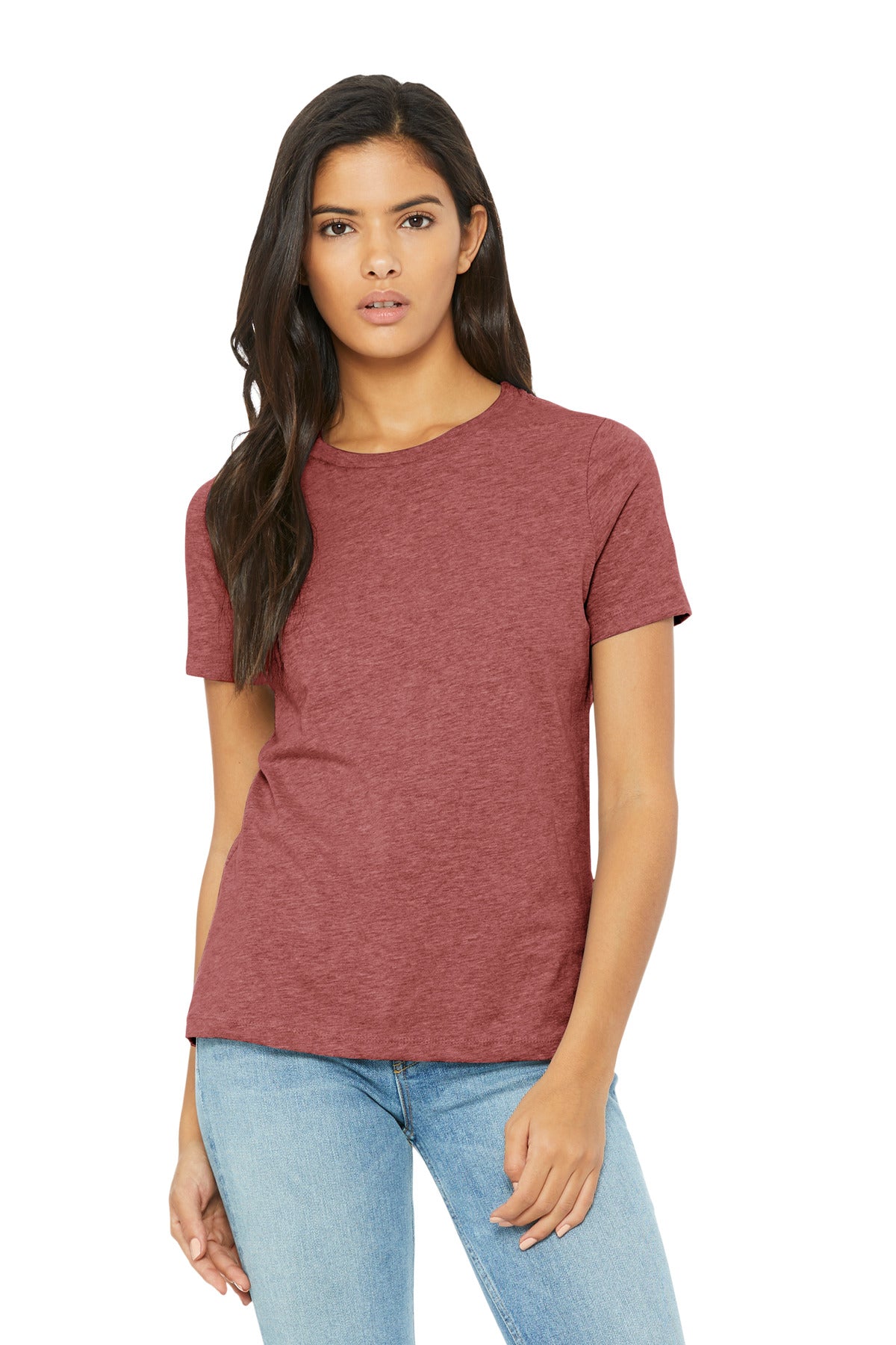 Custom Heather Mauve Women's Relaxed CVC Tee BC6400CVC, personalized by SanCanDo Swag in Argyle, TX