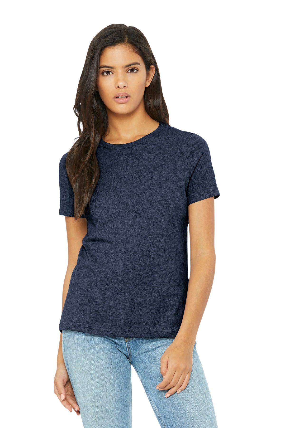 Custom Heather Navy Women's Relaxed CVC Tee BC6400CVC, personalized by SanCanDo Swag in Argyle, TX