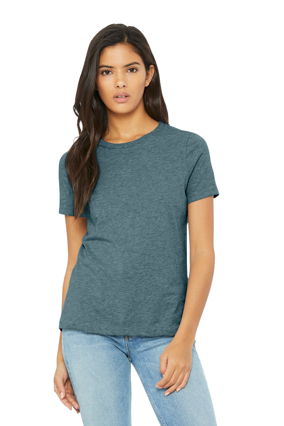 Custom Heather Slate Women's Relaxed CVC Tee BC6400CVC, personalized by SanCanDo Swag in Argyle, TX