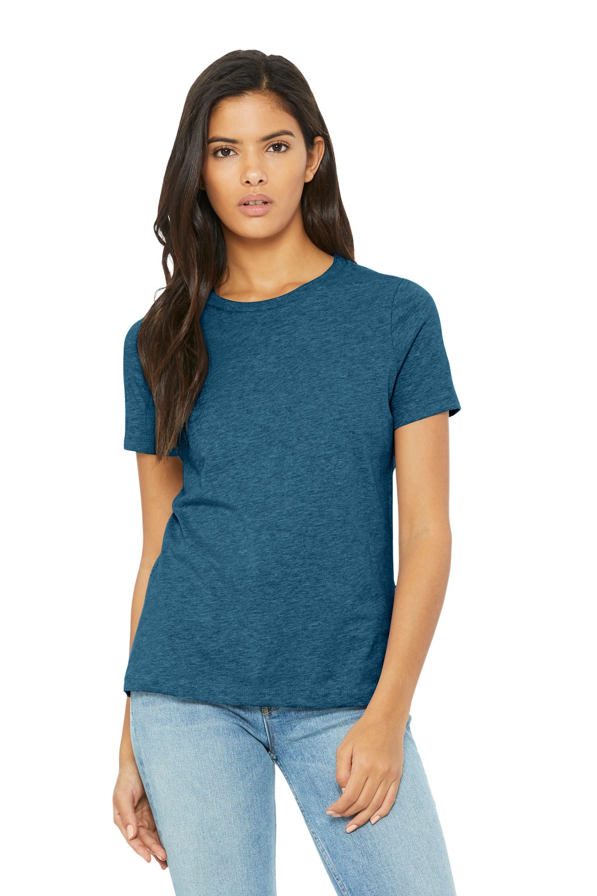 Custom Heather Deep Teal Women's Relaxed CVC Tee BC6400CVC, personalized by SanCanDo Swag in Argyle, TX