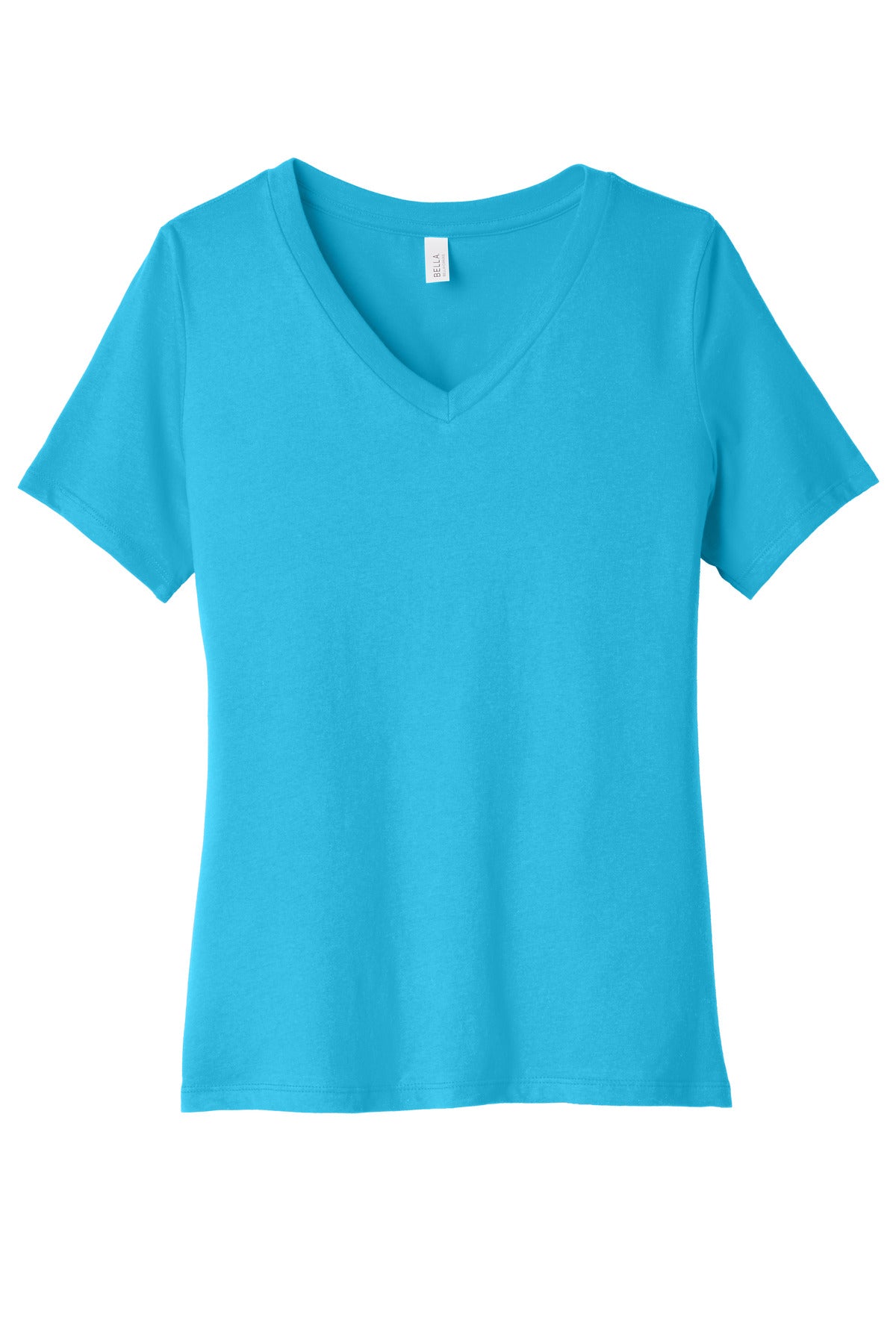 Custom Turquoise Women's Relaxed Jersey V-Neck Tee BC6405, personalized by SanCanDo Swag in Argyle, TX