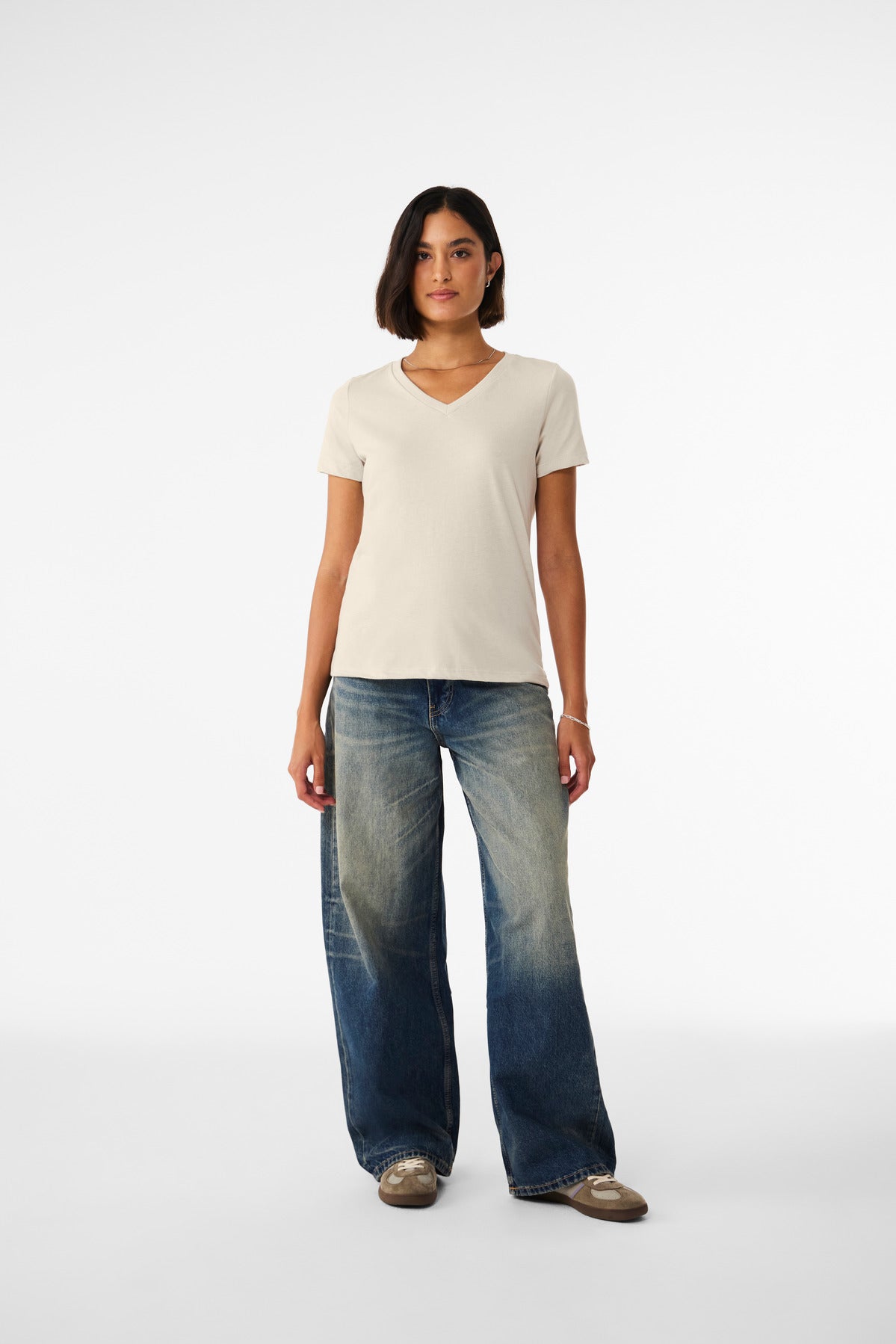 Custom Heather Dust Women's Relaxed Heather CVC V-Neck Tee BC6405CVC, personalized by SanCanDo Swag in Argyle, TX