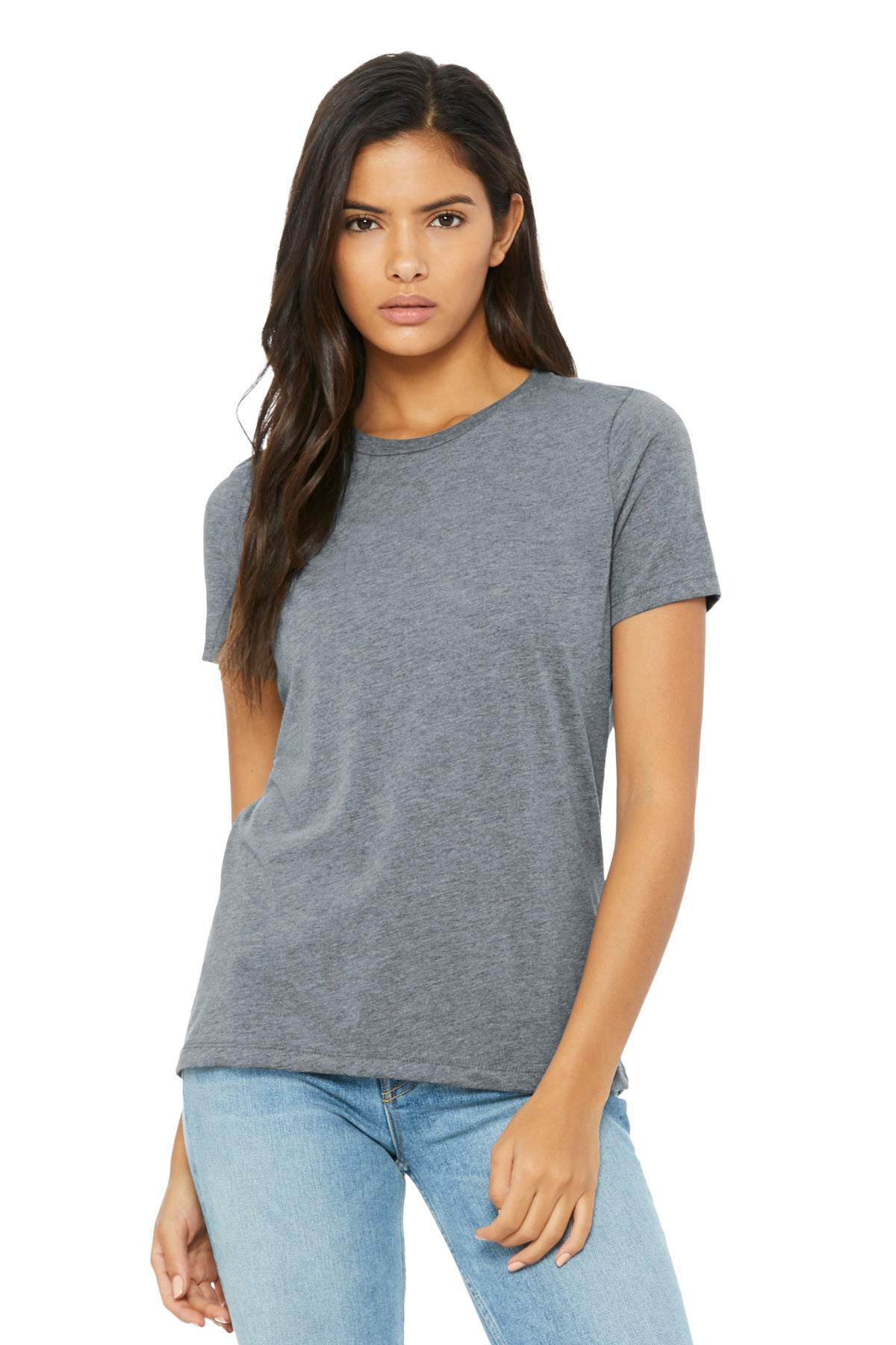 Custom Athletic Grey Triblend Women's Relaxed Triblend Tee BC6413, personalized by SanCanDo Swag in Argyle, TX