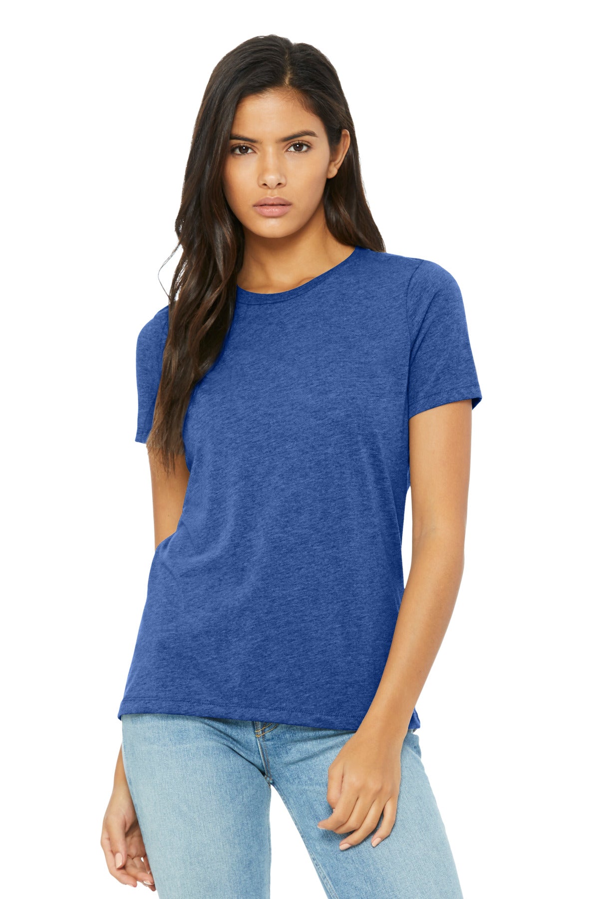 Custom Blue Triblend Women's Relaxed Triblend Tee BC6413, personalized by SanCanDo Swag in Argyle, TX