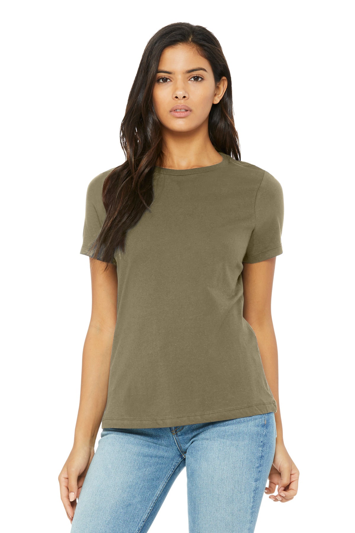 Custom Olive Triblend Women's Relaxed Triblend Tee BC6413, personalized by SanCanDo Swag in Argyle, TX