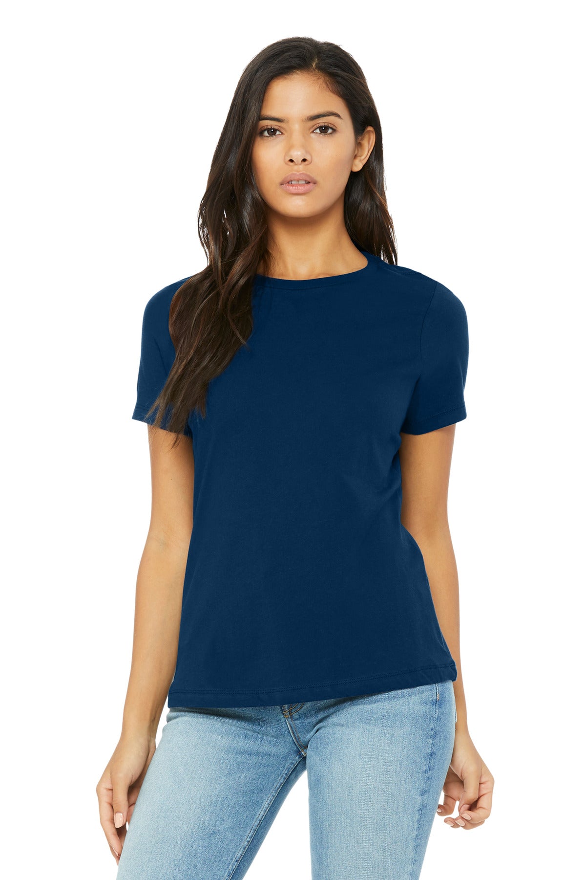 Custom Solid Navy Triblend Women's Relaxed Triblend Tee BC6413, personalized by SanCanDo Swag in Argyle, TX