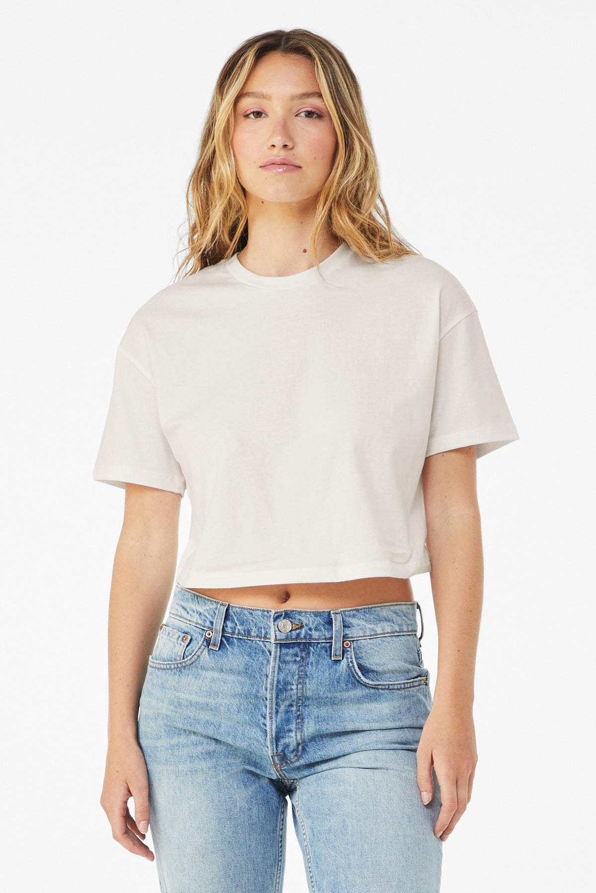 Custom Vintage White Women's Jersey Crop Tee BC6482, personalized by SanCanDo Swag in Argyle, TX