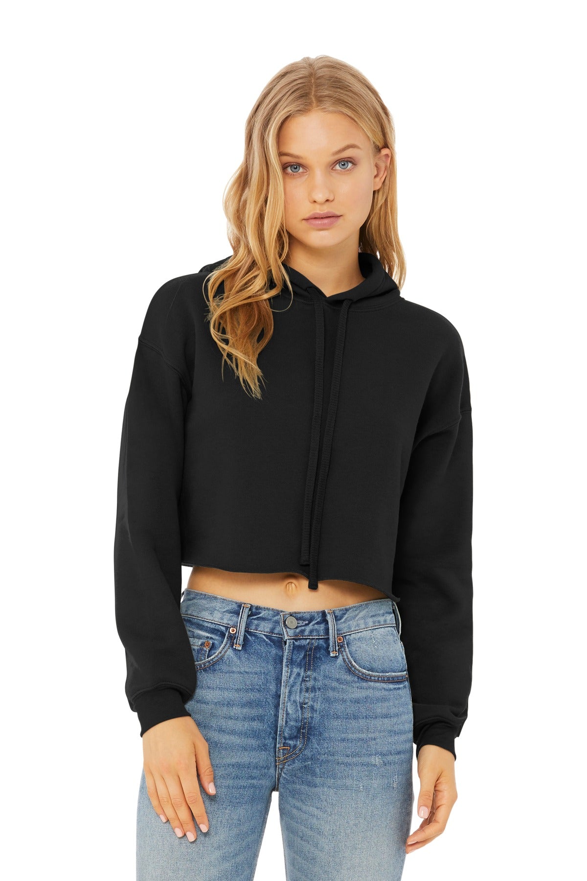 Custom Black Sponge Fleece Cropped Fleece Hoodie BC7502, personalized by SanCanDo Swag in Argyle, TX
