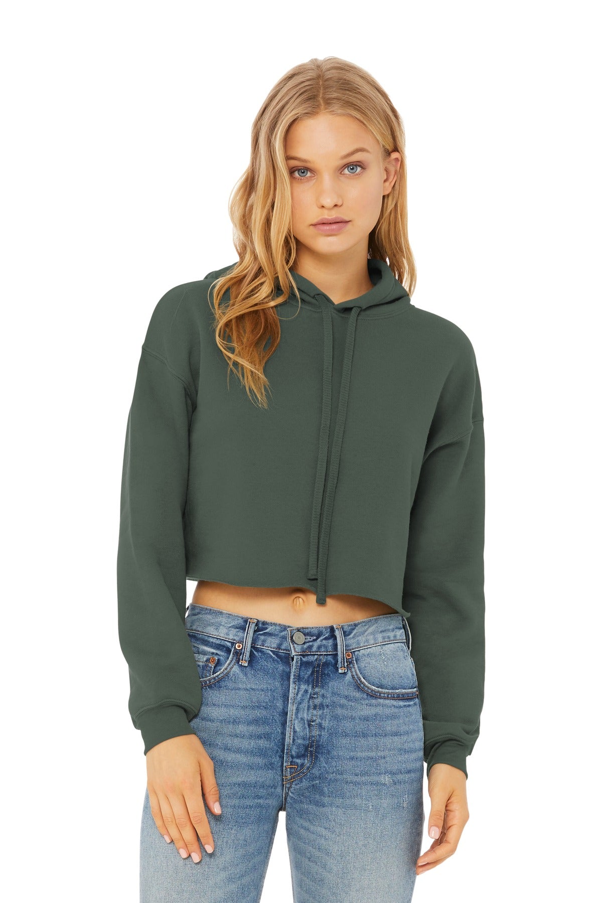 Custom Military Green Sponge Fleece Cropped Fleece Hoodie BC7502, personalized by SanCanDo Swag in Argyle, TX