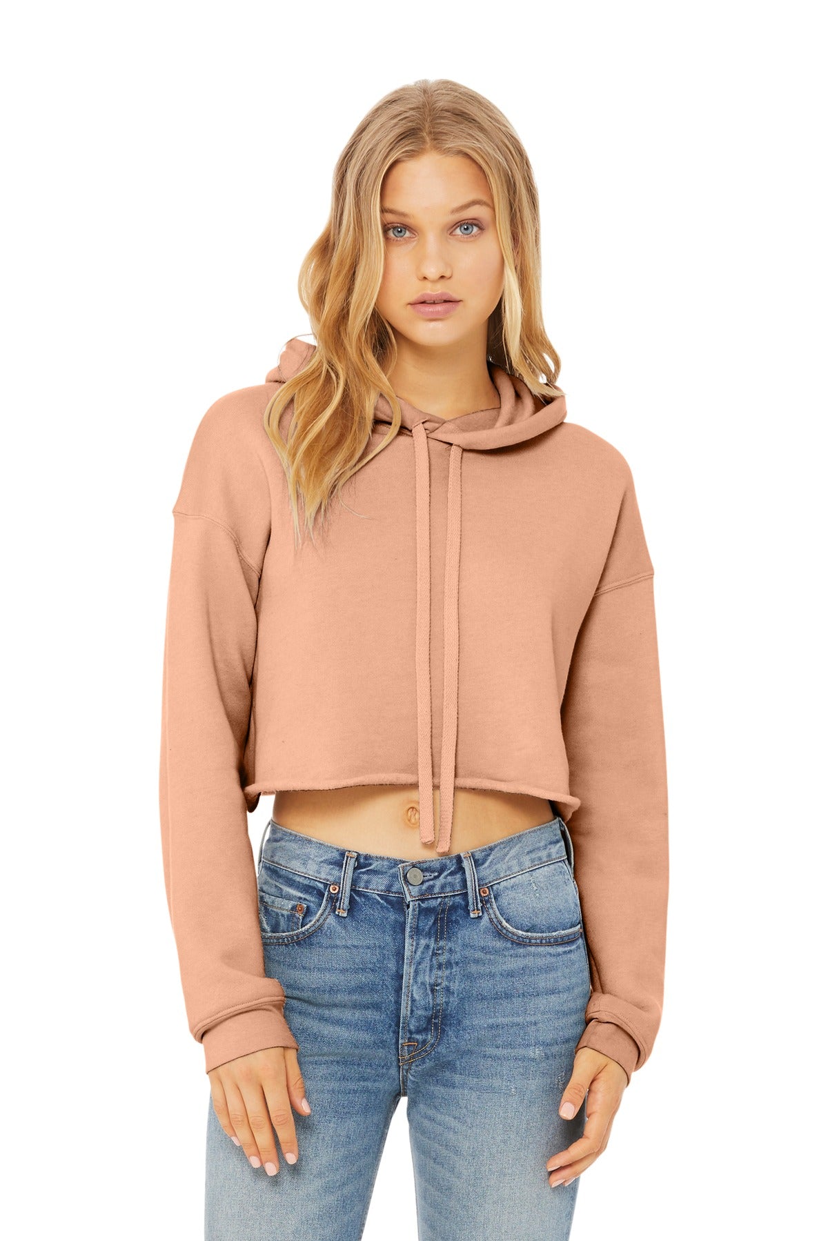 Custom Peach Sponge Fleece Cropped Fleece Hoodie BC7502, personalized by SanCanDo Swag in Argyle, TX