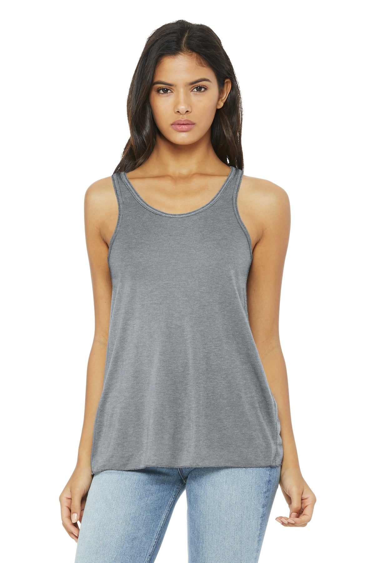 Custom Athletic Heather Women's Flowy Racerback Tank BC8800, personalized by SanCanDo Swag in Argyle, TX